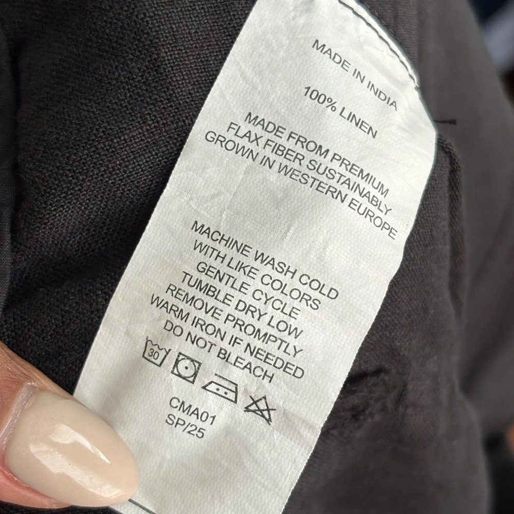 Quince 100% European Linen Pants Women’s Size L Black Relaxed - Picture 8 of 10